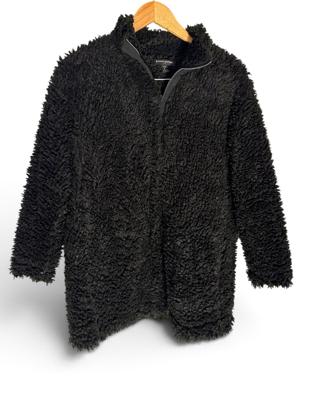 Banana Republic sherpa teddy coat black small petite